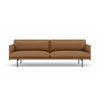 Muuto Outline Sofa 3-Seater, RefineLeatherCognac/Black w220xd84xh71cm