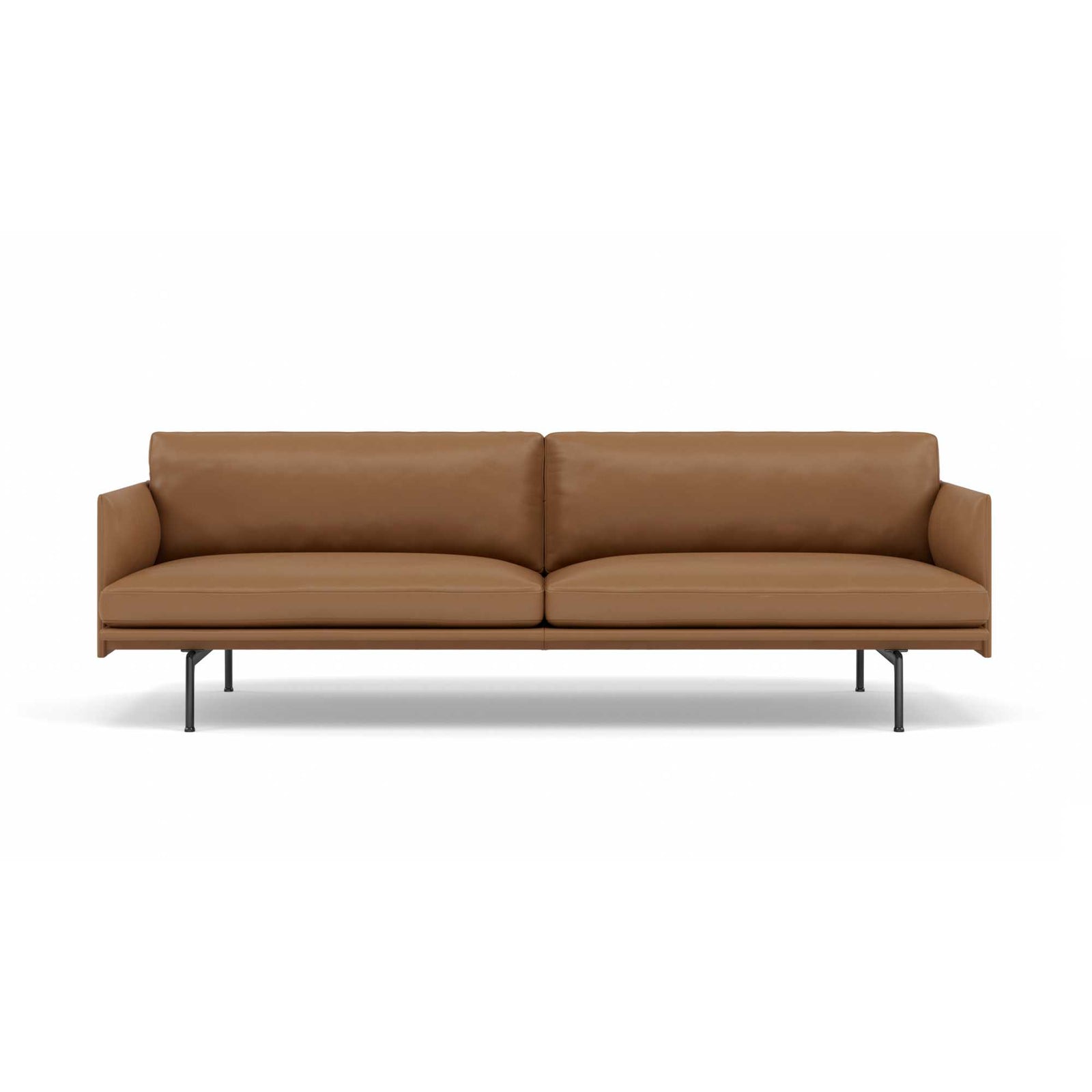 Muuto Outline 3-Seater sofa, cognac leather/black