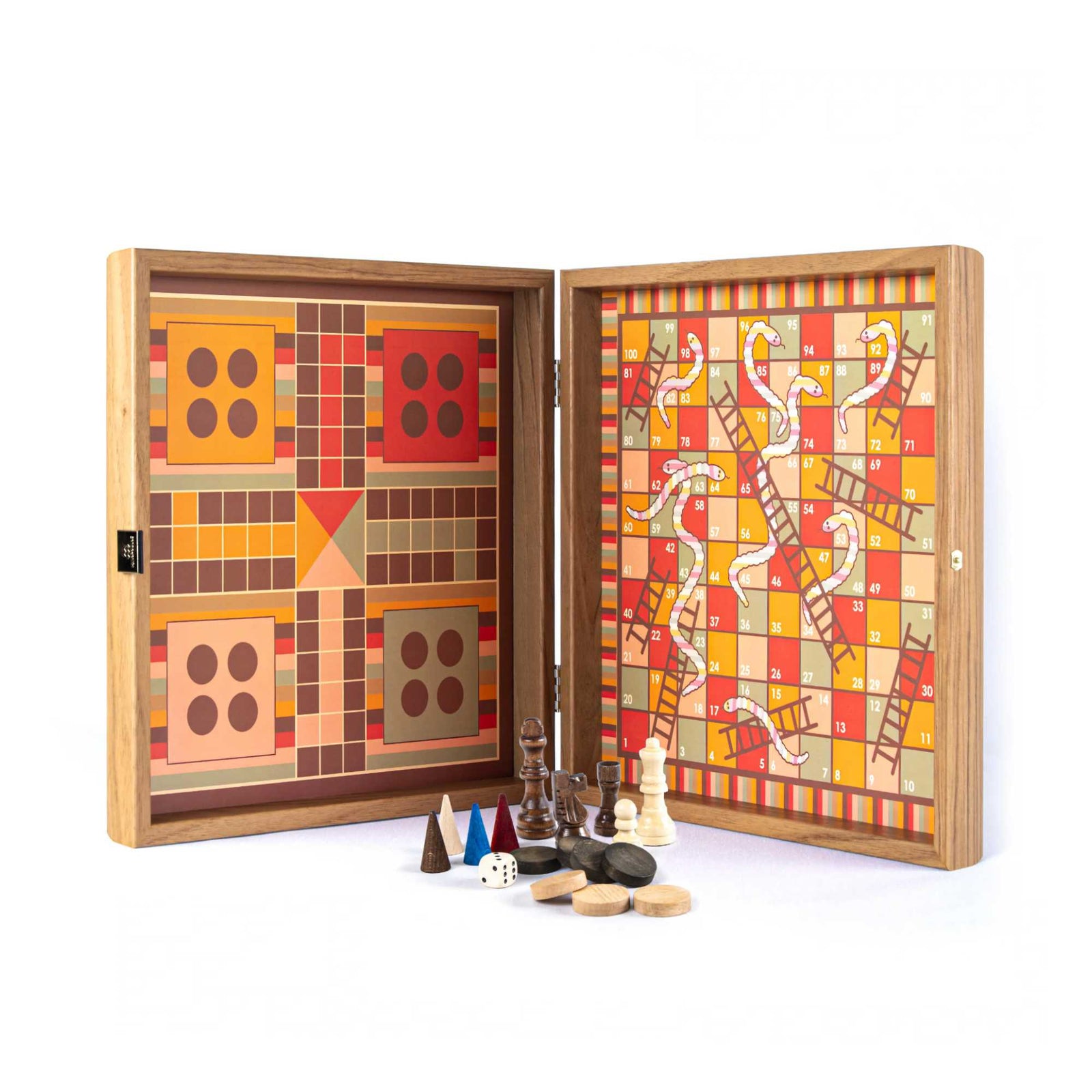 Manopoulos 4in1 combo game (chess/backgammon/ludo/snakes), rainbow