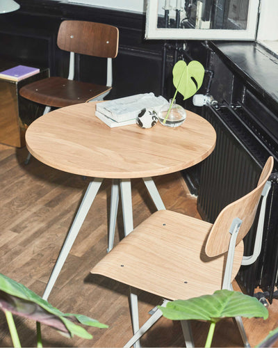 Hay Pyramid Cafe Table 21 Dia70cm , Clear Lacquered Oak-Beige