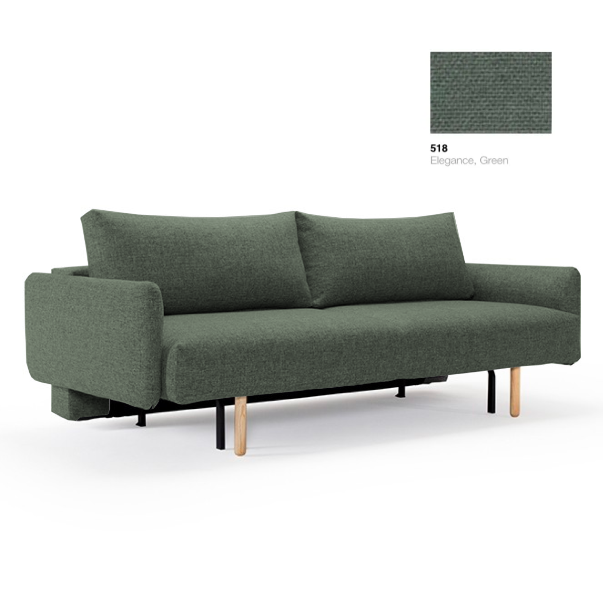 Innovation Living Frode Sofa Bed w. Arms, 518EleganceGreen w215xd105xh83cm