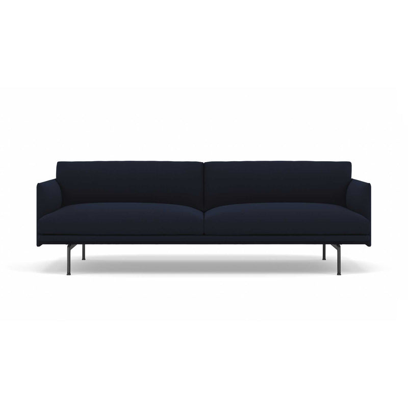 Muuto Outline Sofa 3-Seater, Vidar554/Black w220xd84xh71cm