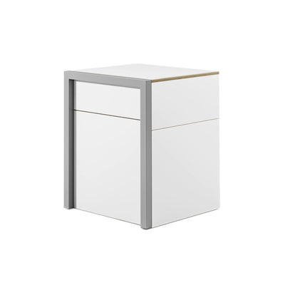 Alwin's Space Box W. Door Extendable Table , White/Platinum Vintage Oak
