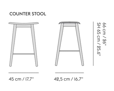 Muuto Fiber Counter Stool Wood Base, grey/grey (65 cm)