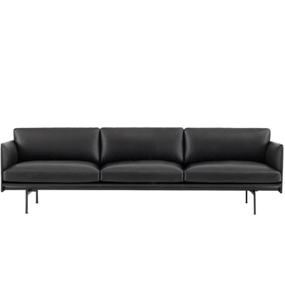 Muuto Outline Sofa 3 1/2-Seater, RefineLeatherBlack/Black w255xd84xh71cm
