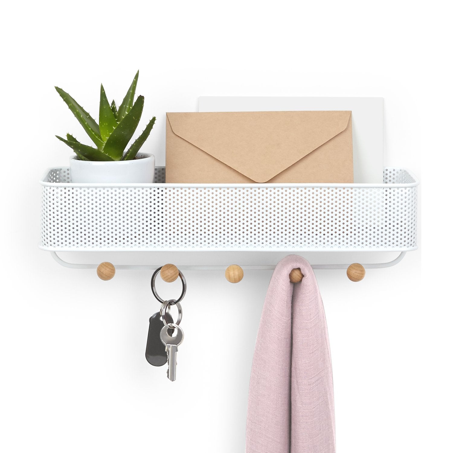 Umbra Estique key hook & organizer, white/oak