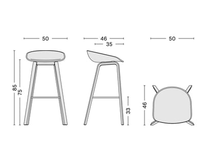 HAY AAS32 bar stool, white/matt lacquered oak (75 cm)