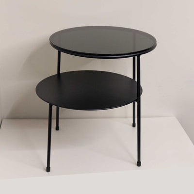 ex-display | Woud Duo side table, Black-Dark Smoke Glass
