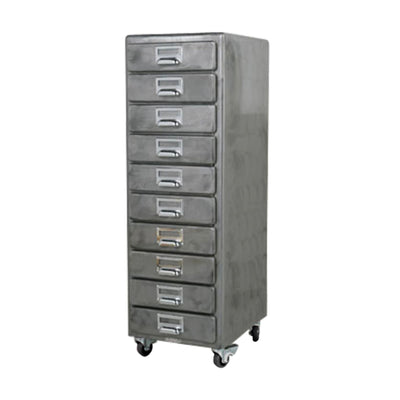 Dulton 10 Drawers Chest on Wheels, raw