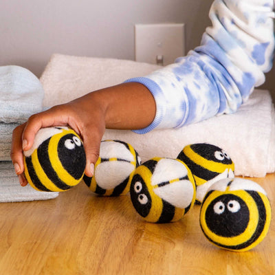 Friendsheep Wool Eco Dryer Balls, Busy Bees (set-of-6)