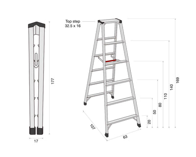 Hasegawa Ashigaru Step Ladder 6-Steps, Silver
