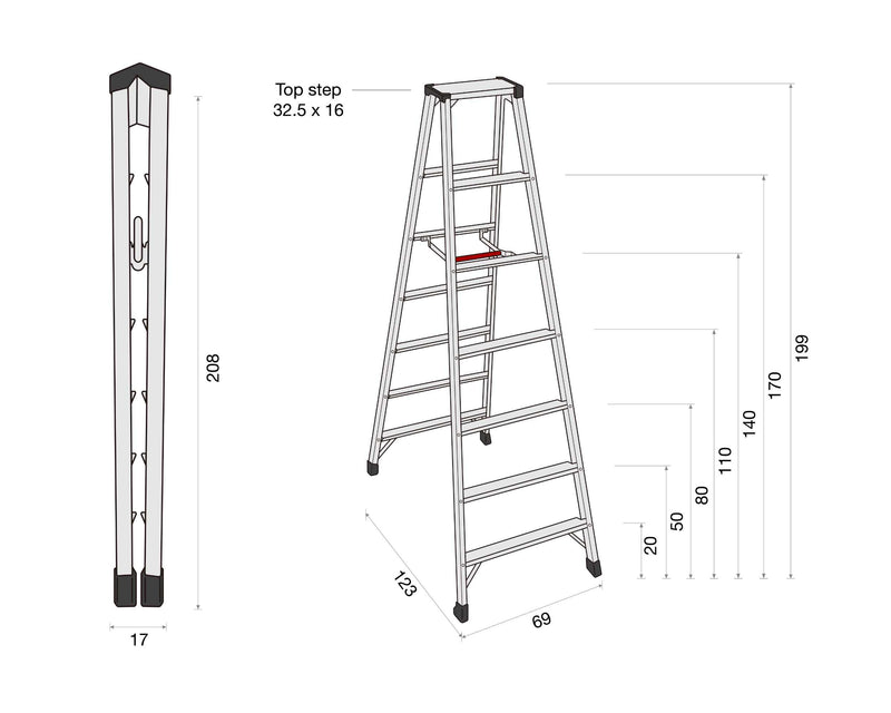 Hasegawa Ashigaru Step Ladder 7-Steps, Black - HOMELESS.hk