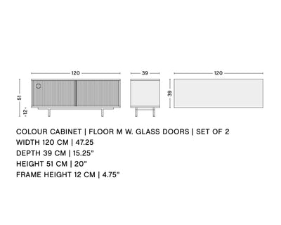 Hay Colour Cabinet Floor w. Glass Door, Dark Mint (W120xD51cm)