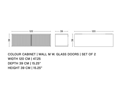 Hay Colour Cabinet Wall Mounted w. Glass Doors, Multicolored (W120xD39cm)