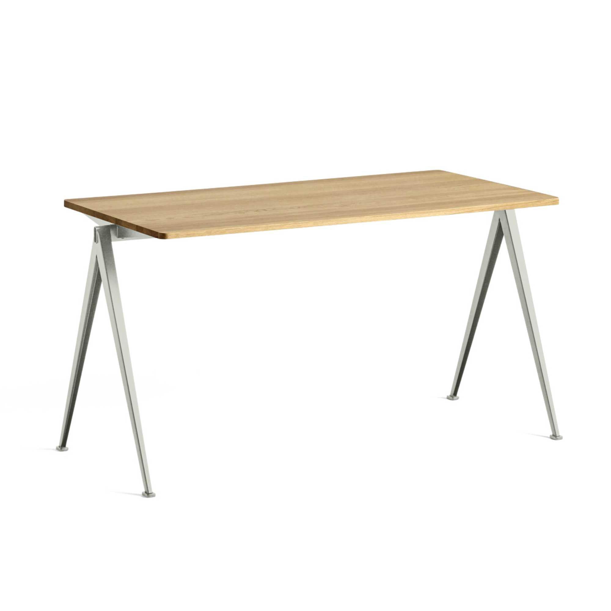 Hay Pyramid 01 Desk, Beige Powder Coated Steel Frame/Clear Lacquered Solid Oak Table Top (140x65cm)