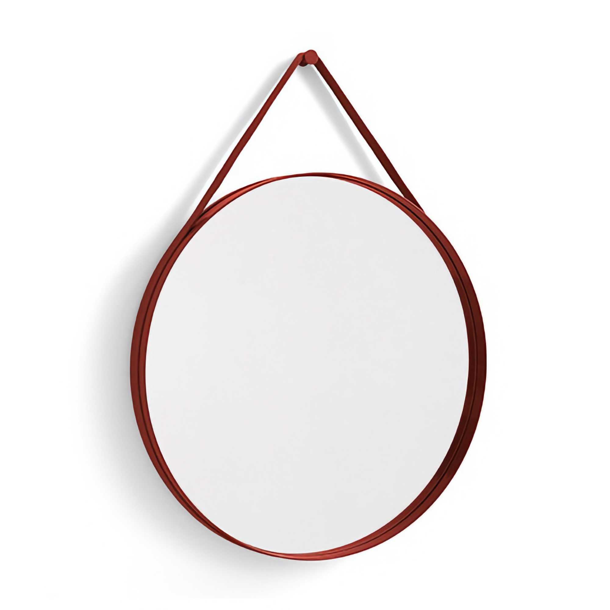 Hay Strap Mirror with Woven Strap, Red (Ø70cm)