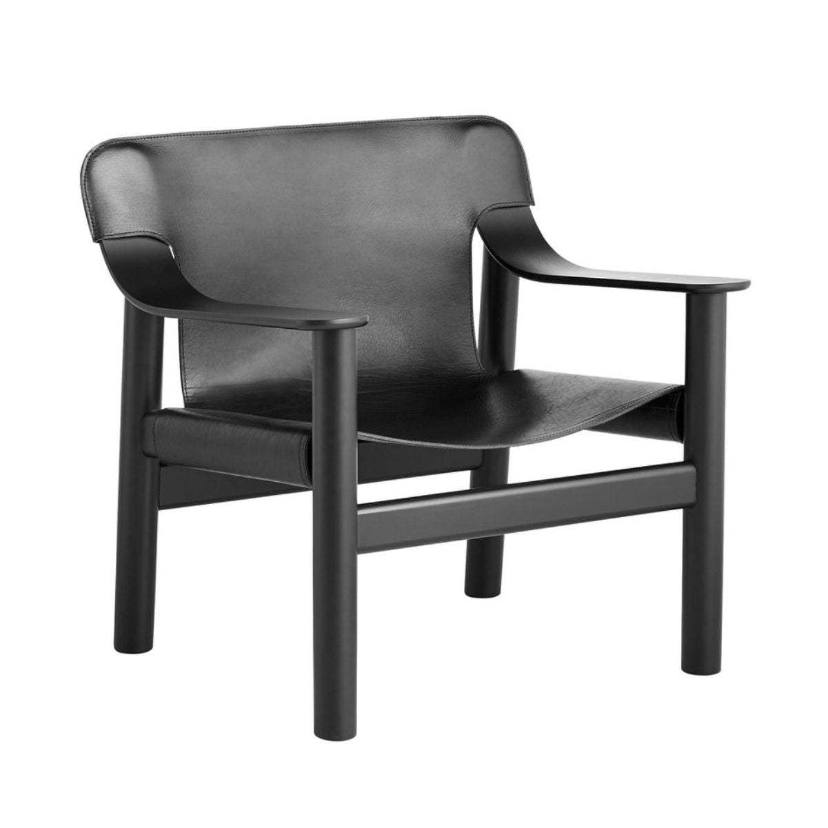 Hay Bernard Lounge Chair , Black Matt Lacquered Oak/Black Leather