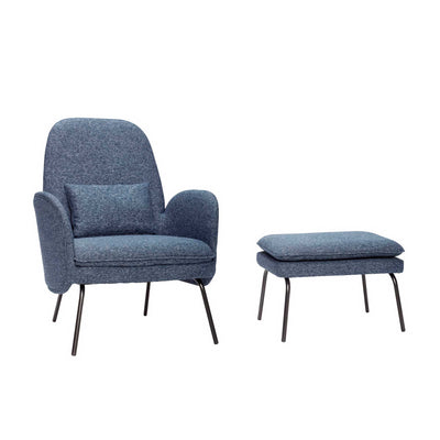 Hübsch Blues Armchair & Footstool, Dark Blue