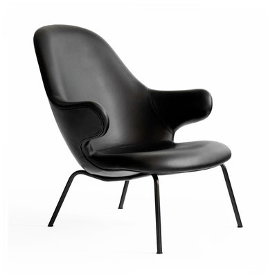 &Tradition Catch JH14 lounge chair, black leather (CA-MO Silk Aniline Leather)