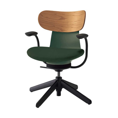 Kokuyo Inglife Office Chair Dark Plywood Back with Arm, Green
