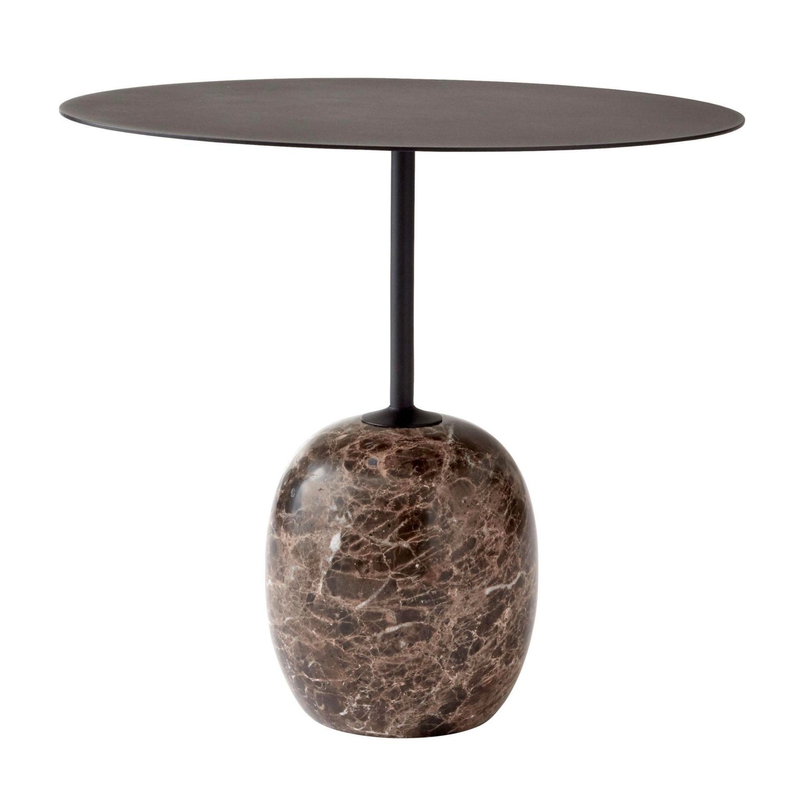 &Tradition LN9 Lato Oval Side Table, Warm Black/Emparador Marble