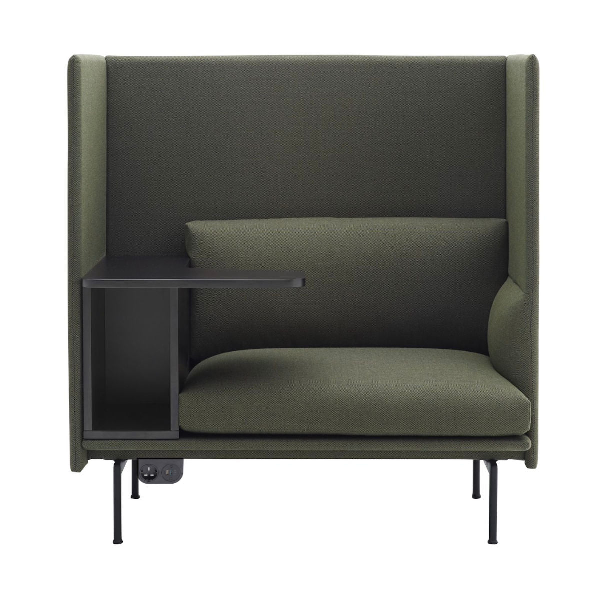 Muuto Outline Sofa Highback Left, BlackBase w105xd78xh115cm
