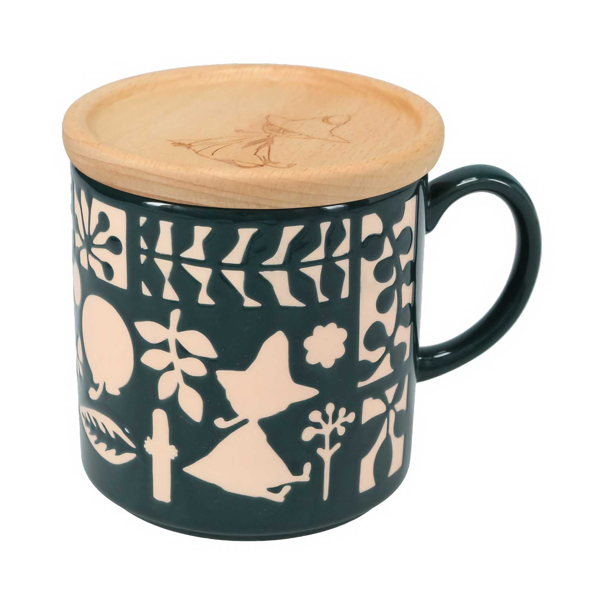 Moomin Mug with Wooden Coaster, Black