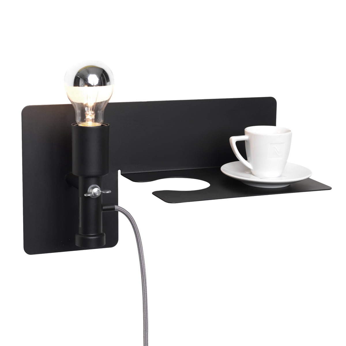 Northern Sunday Wall shelf & lamp, black