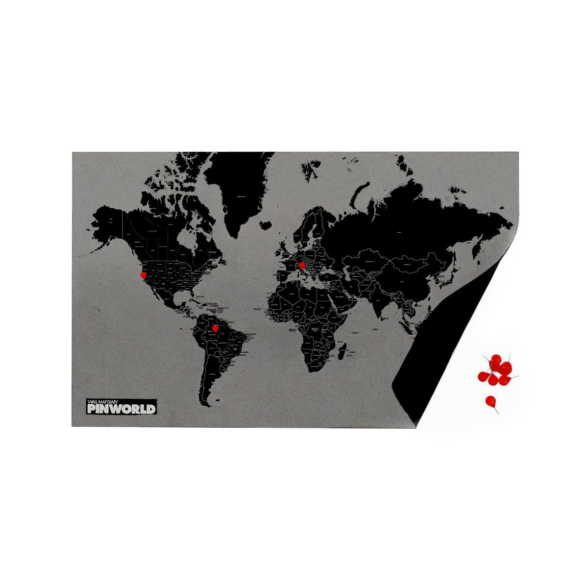 Palomar S.r.l. Pin World by Countries. Black Standard . 126x68cm