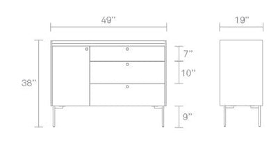 Blu Dot Peek 1 Door 3 Drawer Credenza