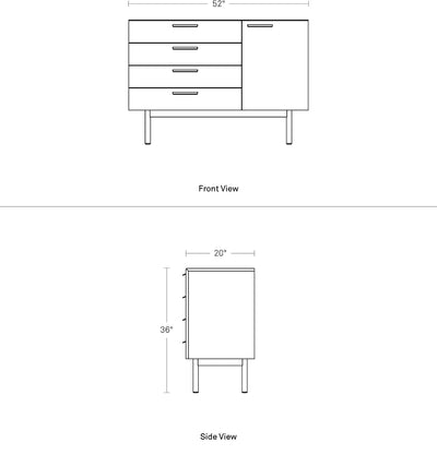 Blu Dot Shale 4 Drawer / 1 Door Credenza