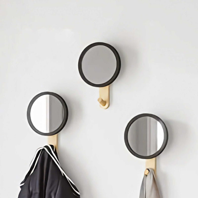 Umbra Hub Wall Hook Mirror, Black/Natural
