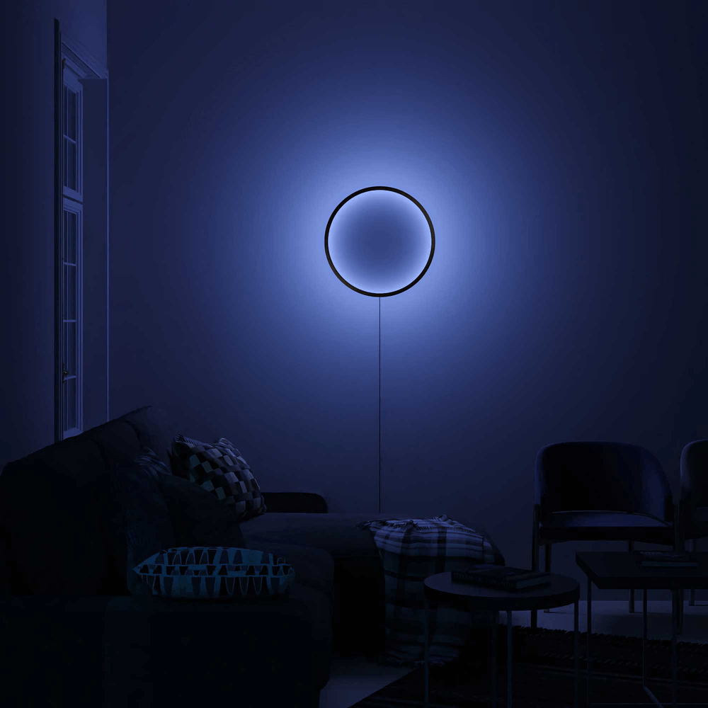 Noxu Design Chūkū Ring wall lamp, black (ø50cm)