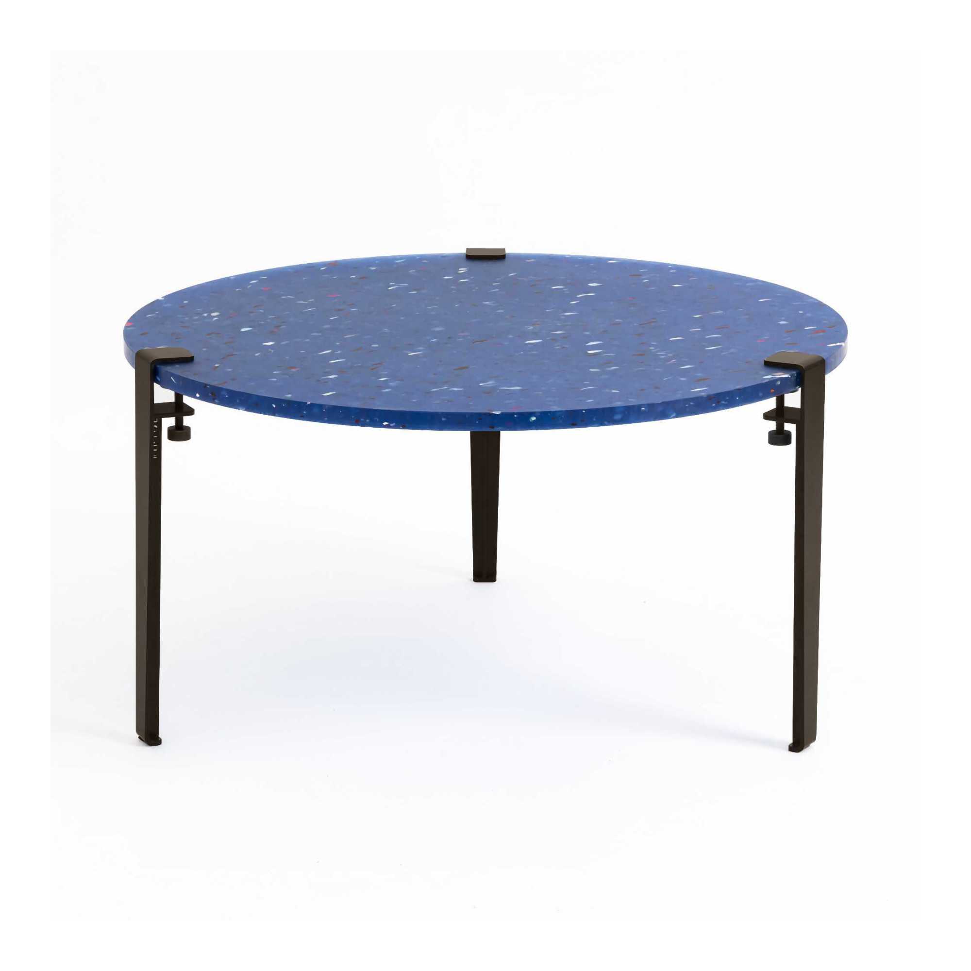 Tiptoe Pacifico coffee table, blue/dark steel (Ø80 cm)