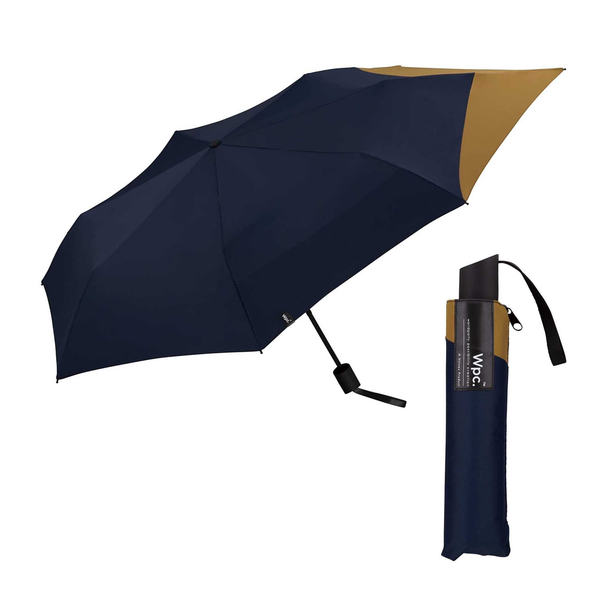 Wpc. Back Protect Mini folding umbrella, navy/camel