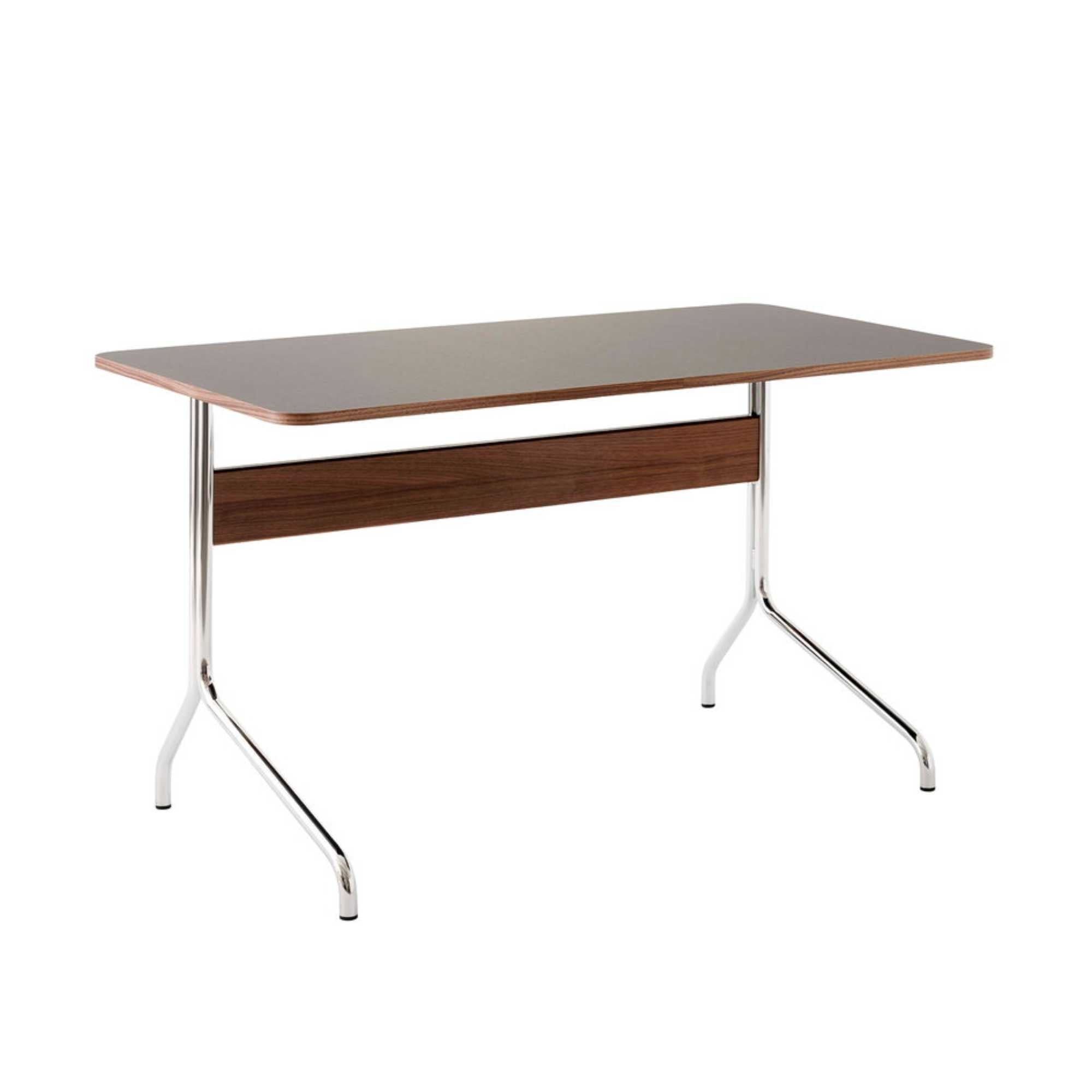 &Tradition AV16 Pavilion desk, iron linoleum/walnut/chrome (130x65 cm)
