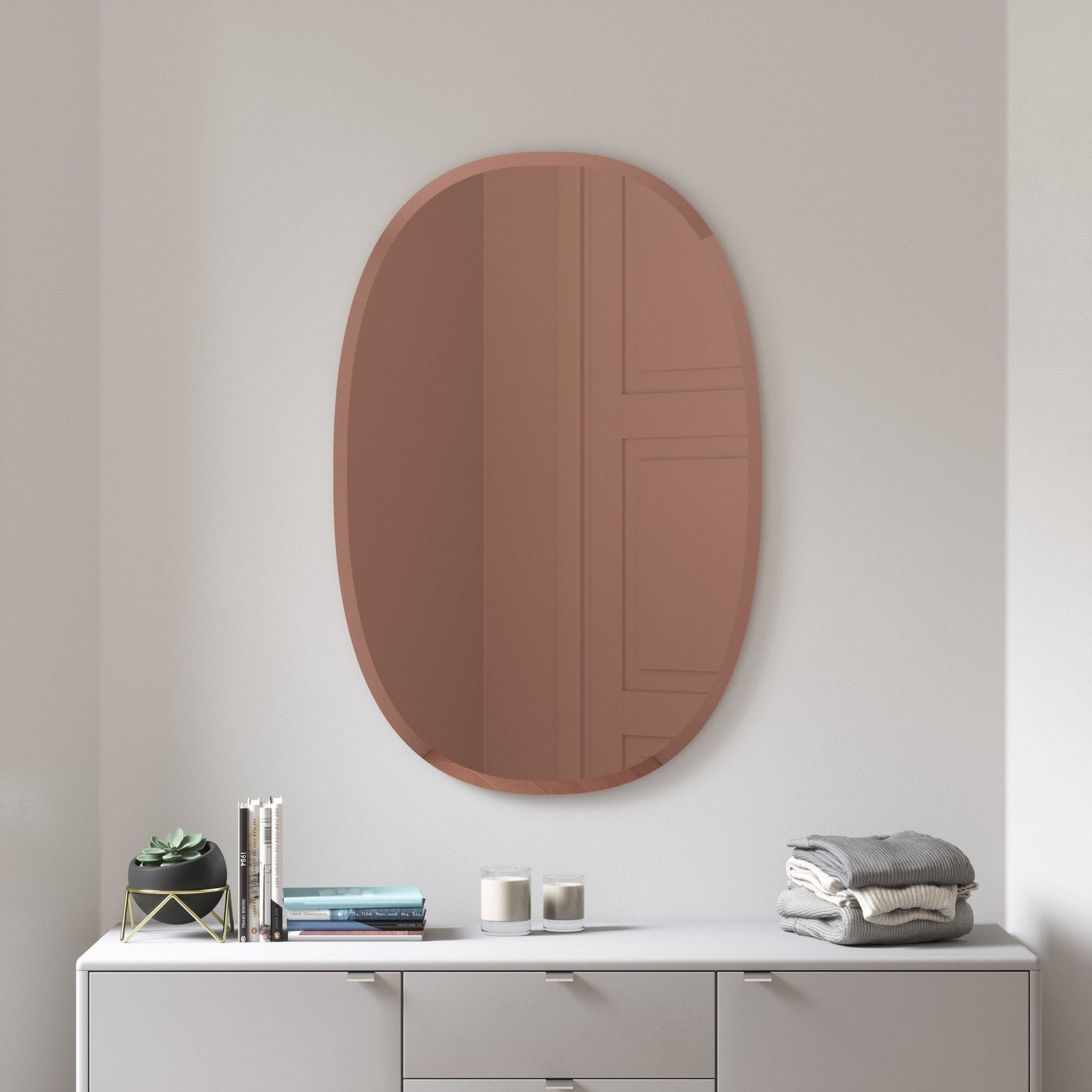 Umbra Hub beveled oval wall mirror, copper