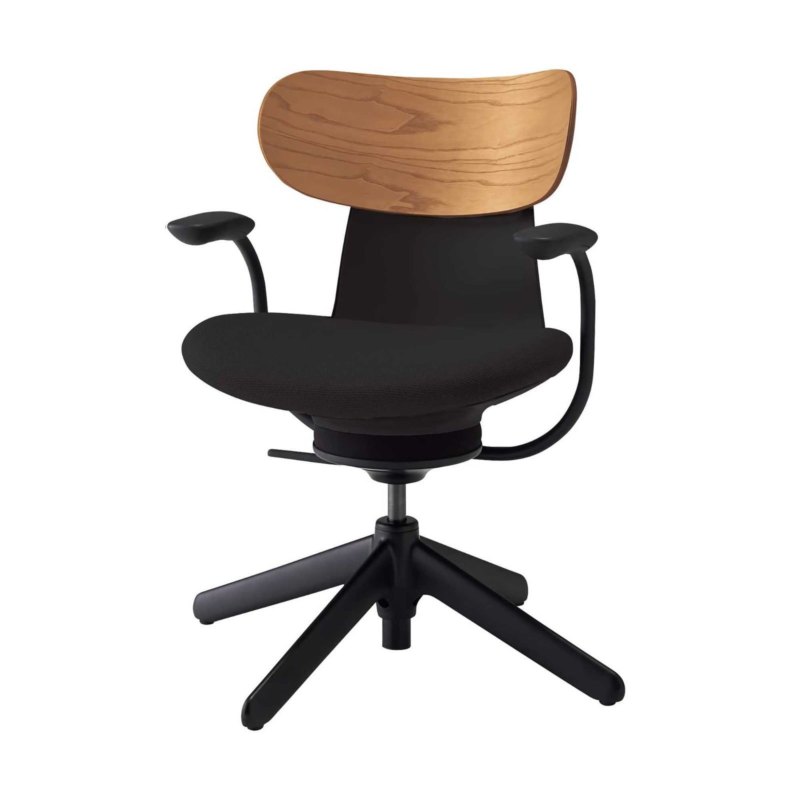 Kokuyo Inglife Office Chair Dark Plywood Back with Arm, black