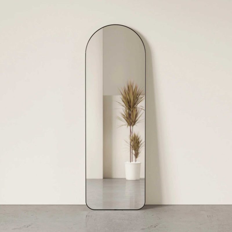 Umbra Hubba Arched Leaning Mirror, metallic titanium