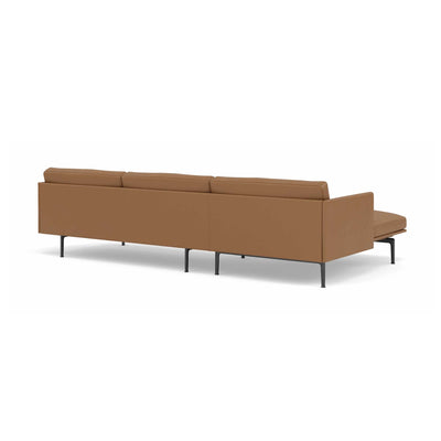 Muuto Outline sofa Chaise Longue Left, RefineLeatherCognac/Black w263xd142xh71cm