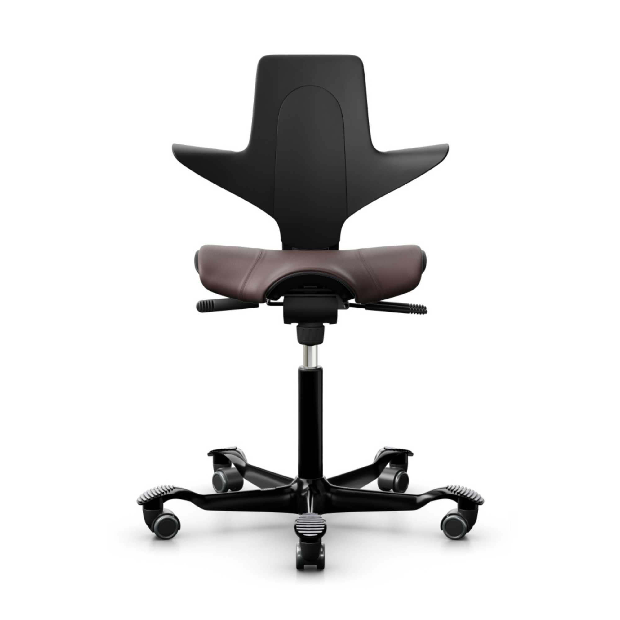 HAG Capisco Puls 8020 ergonomic chair, black/black/brown leather