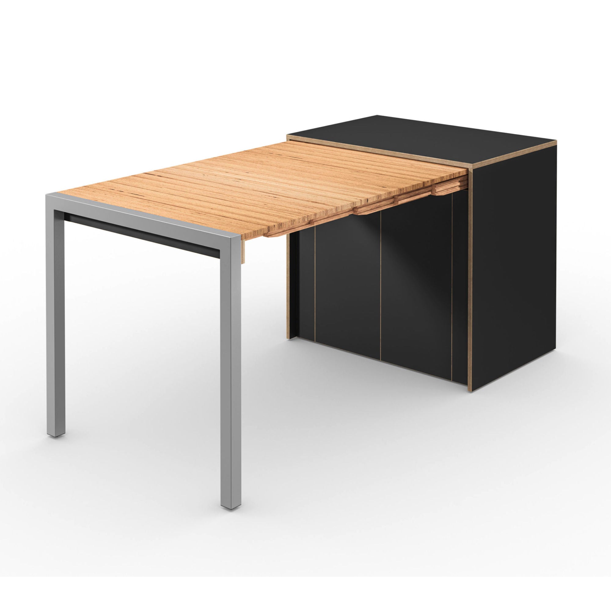 Alwin's Room&Board Extendable Table Sideboard , Super Matte Black/Beech Laminated Veneer