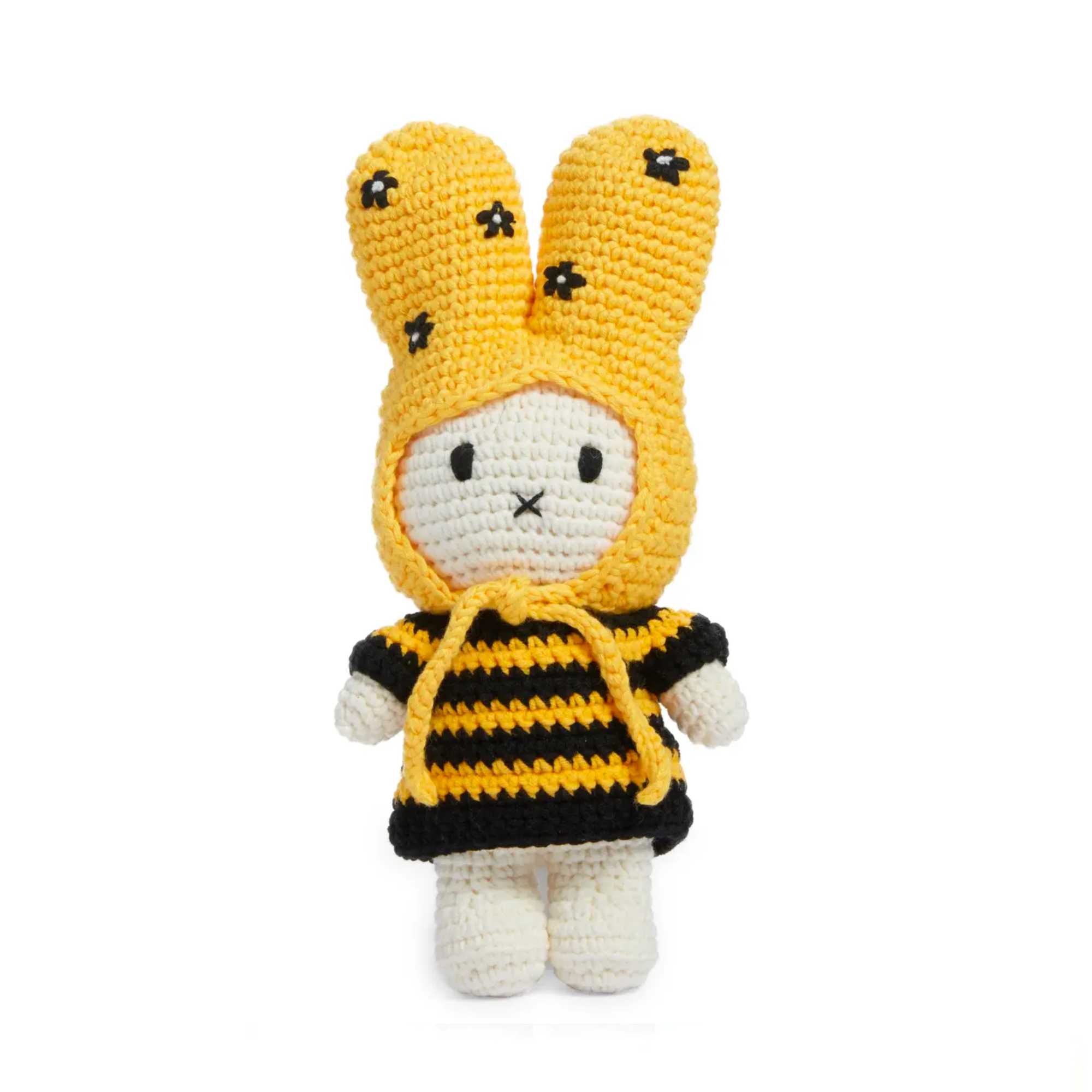 Just Dutch handmade Miffy, bumble bee dress with hat (25cm)