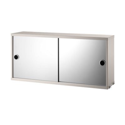 String Cabinet with Two Mirror Doors w78 x d20 x h37, beige