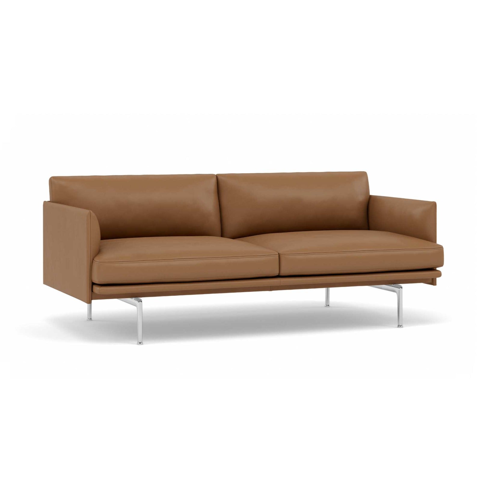 Muuto Outline Sofa 2-Seater, RefineLeatherCognac/PolishedAluminum w170xd84xh71cm