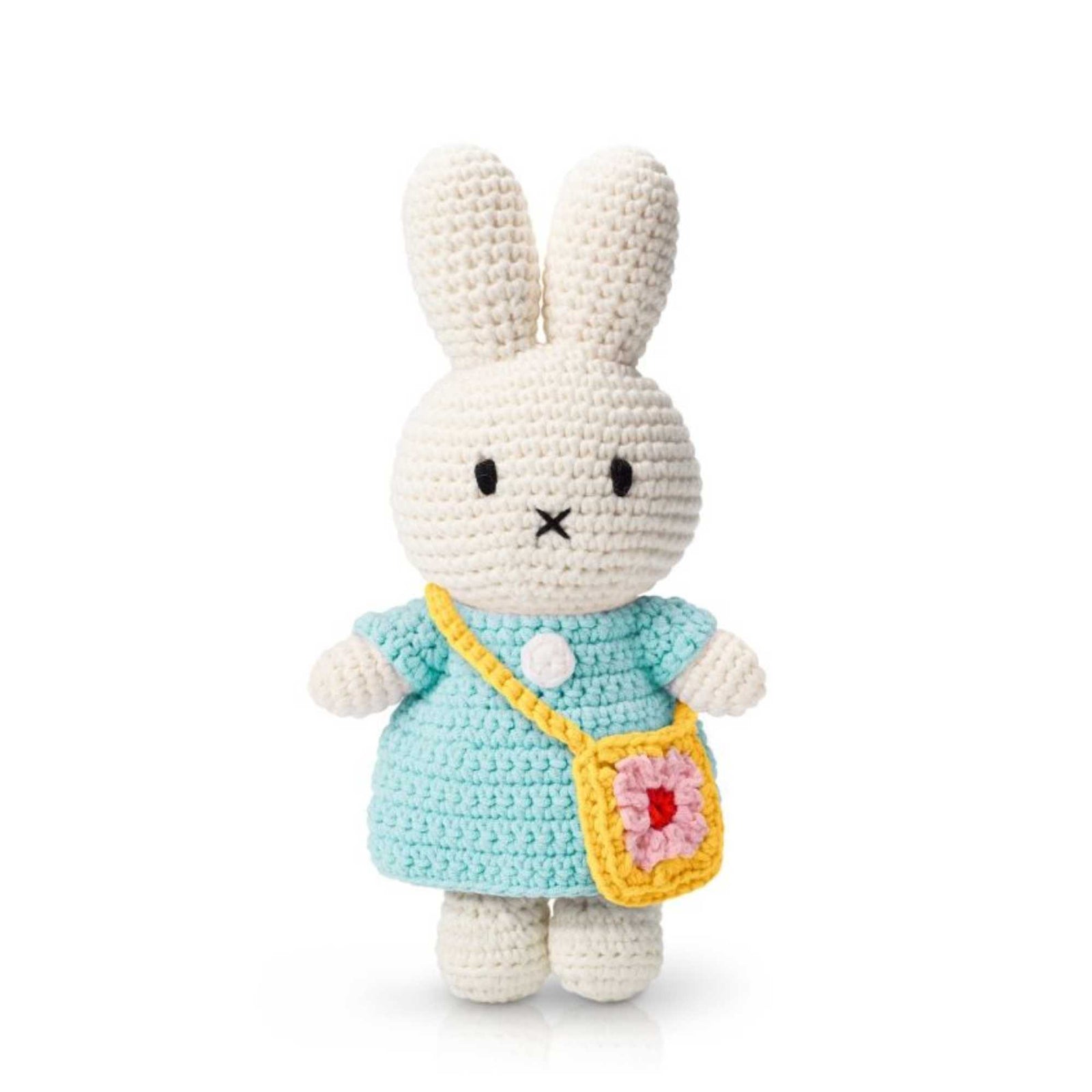 Just Dutch Miffy crochet, Pastel Aqua Dress/Flower Bag