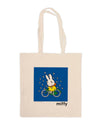 Star Edition Miffy canvas tote bag, miffy on her bike in the rain