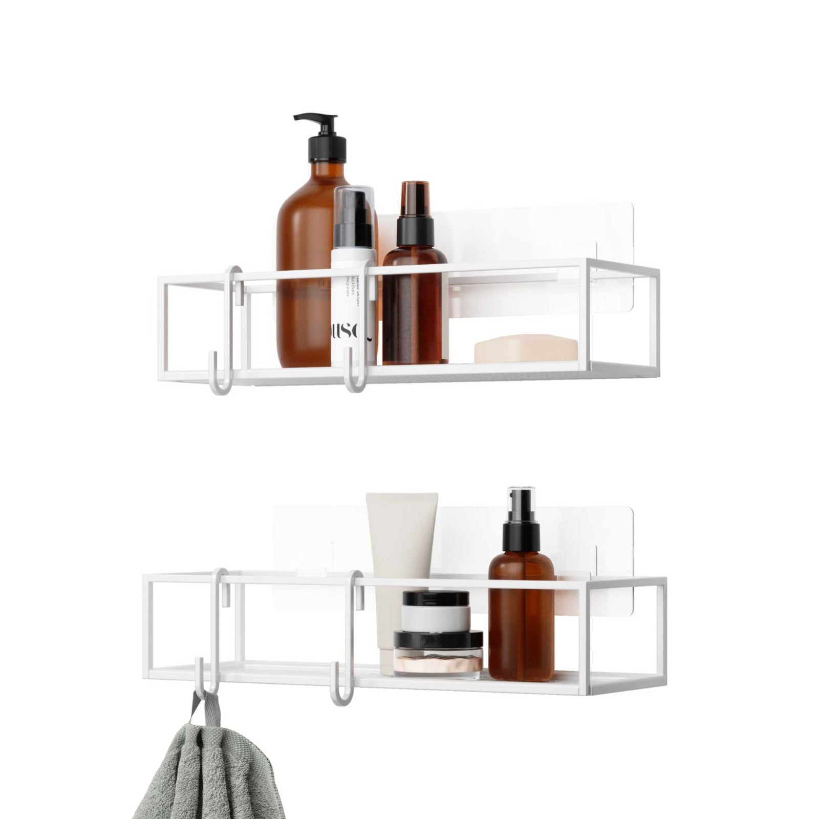 Umbra Cubiko Shower Bin, white (set of 2)