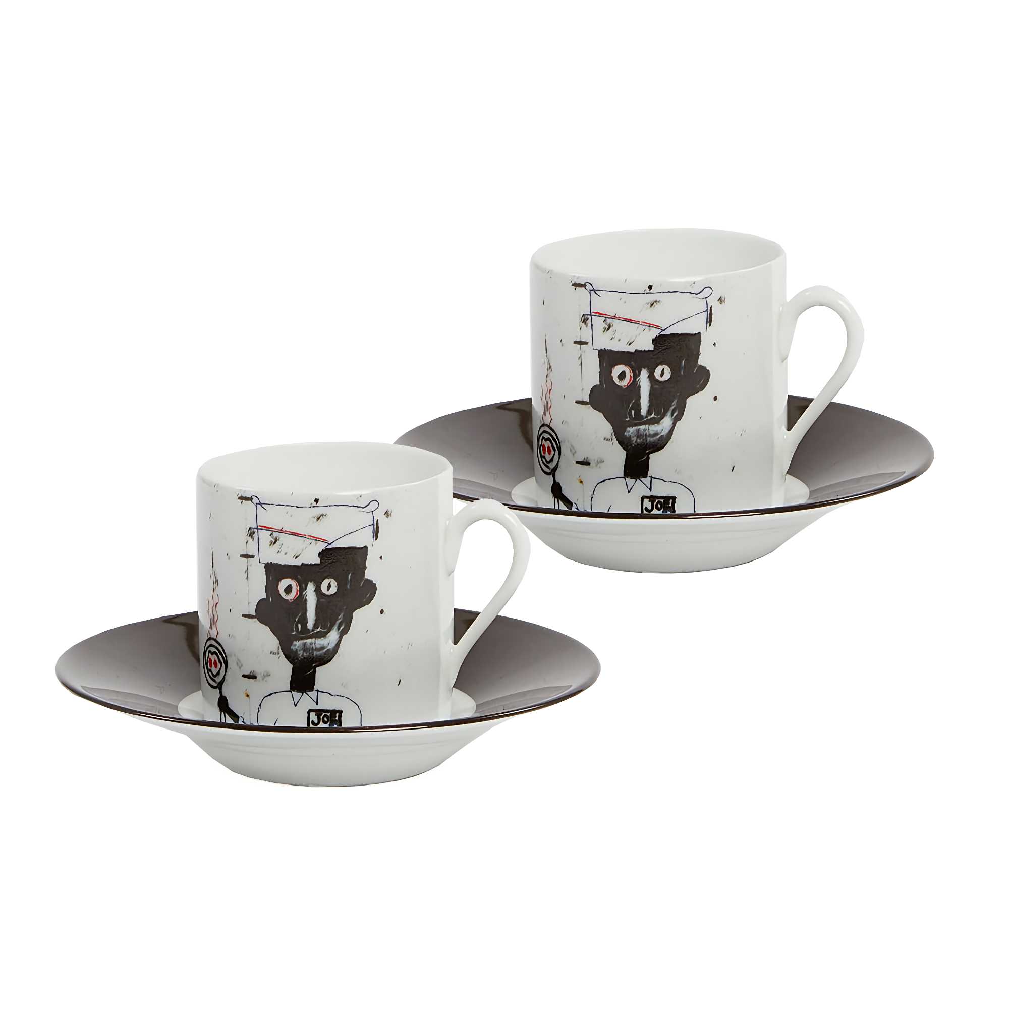 Ligne Blanche Basquiat porcelain espresso set, eyes et eggs (set-of-2)