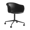 &Tradition Elefy JH37 chair, swivel base, silk black leather, black base